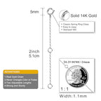 14K Solid Gold Necklace Extender Real Bracelet Extender 2 3 4 Inch Durable Adjustable Chain Gold Anklets Extension for Women 2" 3" 4" (14K White Gold-2 IN) - color: 14K White Gold-2 IN