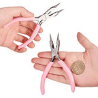 SUNNYCLUE 4.5 Inch Round Nose Pliers Wire Cutter 4-in-1 Mini Precision Pliers Wire Bending Side Cutter Tools for DIY Jewelry Making Pink - color: Pink 4.5 Inch With Cutter