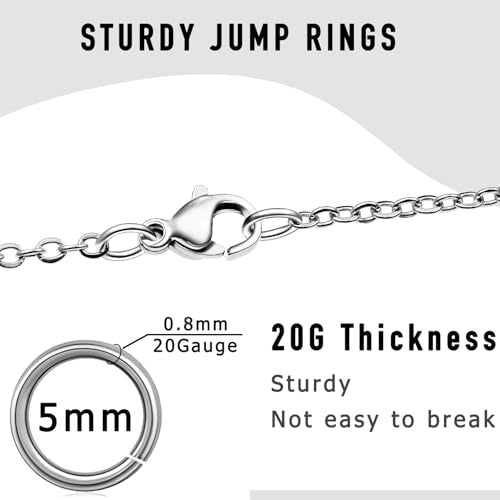 2000 Pieces No Tarnish Stainless Steel Jump Rings for Jewelry Making, 5mm, 20 Gauge Thickness, Silver (5mm) - color: 5mm