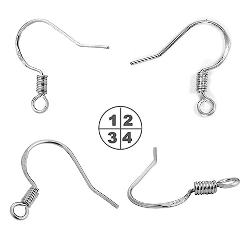White Gold Earring Hooks, 80 PCS/40 Pairs Ear Wires Fish Hooks, 240pcs Hypoallergenic Earring Making kit with Jump Rings and Clear Silicone Earring Backs Stoppers - color: Small White Gold