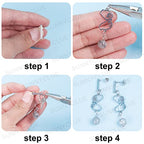 SUNNYCLUE 1 Box 40Pcs 4 Style 304 Stainless Steel Stud Earring Findings with 40 Pcs Stainless Steel Ear Nuts Earring Posts with Loop for Jewelry Making Earrings Supplies DIY Craft Adult Women - color: 20 Pairs Bar Shape Stud Earring Findings