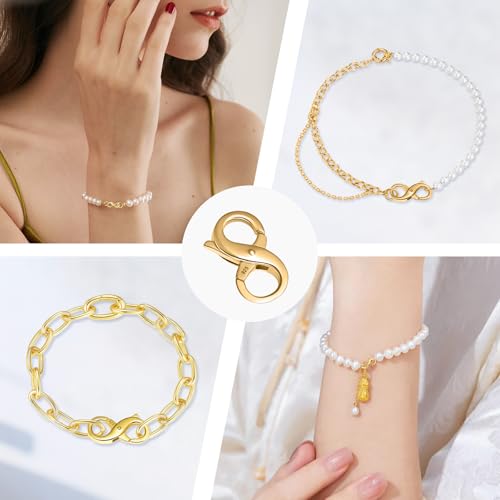925 Sterling Silver Gold Necklace Extender,Lobster Claw Clasp for Necklaces,Bracelets,14K Gold Plated Chain Extenders and Jewelry Closures for DIY Repair(0.55"x0.24",Gold,1P)