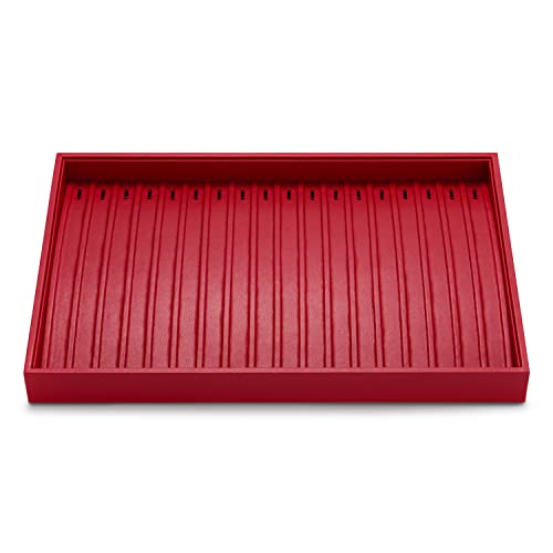 Oirlv Gorgeous Red Leather Jewelry Tray Necklace Bracelet Long Chain Storage Stackable Necklace Trays Jewelry Drawer Organizer - color: Red, size: Necklace/Bracelet Tray