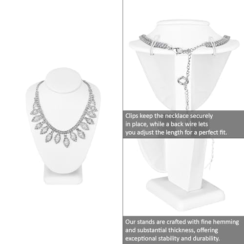 MOOCA Jewelry Display Set, Necklace Display Bust, Earring Organizer, Ring Holder Stand for Showcase and Store, Premium Fabric - color: 3) 7 piece. White Faux Leather