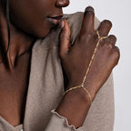 Gold Hand Chain Bracelet for Women, Ring Bracelet Hand Chain Non Tarnish Waterproof Dainty Finger Bracelet Beaded Cubic Zirconia Layered Twist Link Stack Bracelets Trendy Jewelry Gift for Her - color: Twist Chain