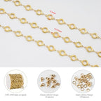 KYUNHOO 13FT/4M Hollow Circle Chains for Jewelry Making Gold Plated Stainless Steel Jewelry Chain Roll with Clasps for Bracelet Necklace DIY - color: Circle Gold