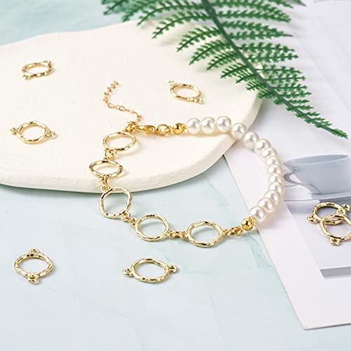 FASHEWELRY Golden Bow Connector Charms Bulk, Christmas Bowknot Link Charms, Infinity Links Geometric Hollow Bezel Pendants for Earring Bracelet Necklace Keychains Jewelry Making - color: Light Gold-Ring