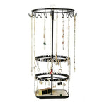 Multi layer rotating jewelry storage rack, capable of storing rings, earrings, necklaces, bracelets, adjustable jewelry display tree, black - color: C Black