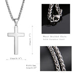 P. BLAKE Stainless Steel Cross Pendant Necklace for Men Boys, Christian Cross Pendant with 16-24 Inches Chain Cross Necklace Jewelry Gifts - size: 24 inches, style: Silver Pendant 1.7*0.9
