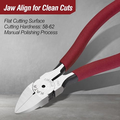 KATA 6-Inch Flush Cut Wire Cutters, Heavy Duty Side Cutter Pliers with Safety Cap, Sharp Snips for Crafting, Zip Ties, Floral Wire, Electrical, Jewelry, Chicken Wire, Artificial Flowers, 2 Pack - color: 2 Pack 6 Inch Red
