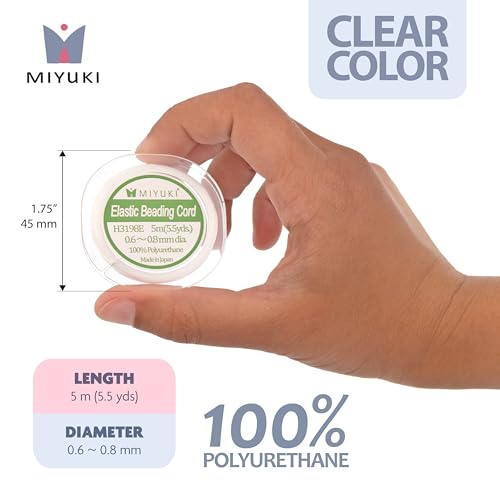 Miyuki Elastic Beading Cord – Clear, 0.8 mm Diameter, 5 Meter Spool, Premium Stretch String for Jewelry Making and Beadwork (Pack of 2) - size: 0.8 mm - 5 Meter (Pack of 2)
