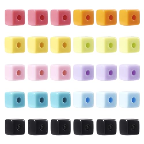 90Pcs 12mm Acrylic Cube Beads Plastic Square Candy Beads Colorful Loose Spacer Cube Bead for DIY Crafts Friendship Bracelet Earring Jewelry Making - color: Mixed Color-Cube