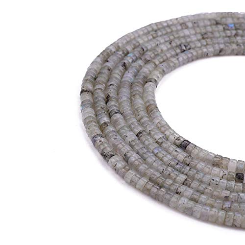 BEADIA Natural Spectrolite Spacer Beads Caps Loose Semi Gemstone for Beading Jewelry Making 4mmx2mm 38cm - color: Spectrolite, size: Round 4mm x 2mm