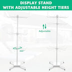 Lemecima 2 Pcs Rotating Jewelry Display Rack with Hooks Metal Earrings Display Stand for Selling Necklace (White, 3 Tires)