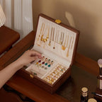 Travel Jewelry Case Small Wood Jewelry Organizer Jewelry Box for Women (Single Nut-Brown A) - color: Single Nut-Brown A