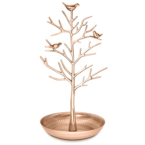 INVIKTUS Silver Birds Tree Jewelry Stand Display Earring Necklace Holder Organizer Rack Tower - color: antique bronze