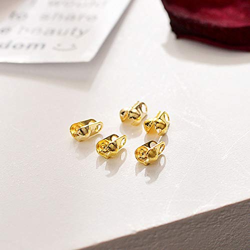 E-outstanding 200-Pack Clamshell Endcap Calottes Crimp End Cap Connector Clasp Fitting Ball Chain Calotte End Crimps Beads Connector Components for DIY Jewelry Making 3.2mm, Gold - color: Gold