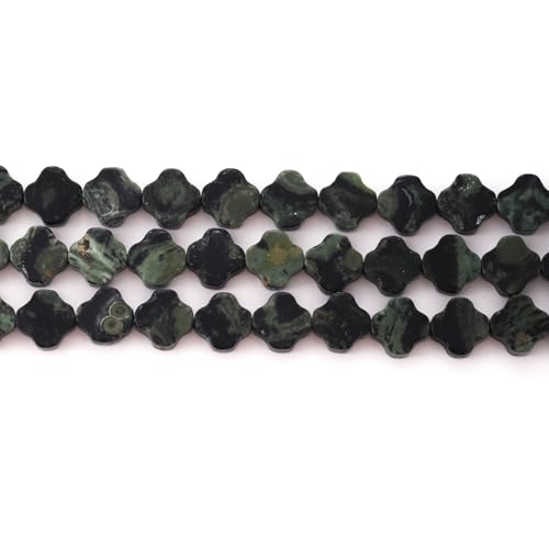 8mm Natural Kambaba Jasper Gemstone Faceted Clovers Beads Four-Leaf Spacer Loose Beads for DIY Jewelry Making Beads - color: Kambaba Jasper