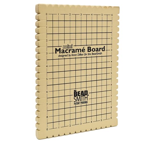 The Beadsmith Mini Macrame Board, 7.5 x 10.5 inches, 0.5-inch-Thick Foam, 6 x 9 Grid for Measuring, Bracelet Project with Instructions Included, Create Macrame and Knotting Creations - size: 7.5 Inches X 10.5