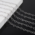 KYUNHOO 5 Meters Hollow Heart Chain for Jewelry Making Silver Embossed Heart Jewelry Links Stainless Steel Necklace Making Chains Bulk for Men Women DIY Handcrafts Finding Supplies - color: Heart Silver