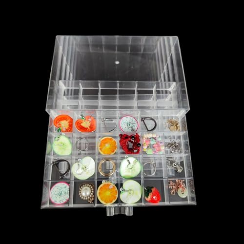 Clear Acrylic Jewelry Organizer Box with 5 Drawers 120 Grids, Dustproof Transparent Jewelry Display Stand Storage Case Holder with 120 Small Compartments for Women Ring Necklace Bracelets Earring