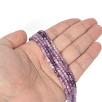 3mm Lepidolite Lithium Mica Faceted Gemstone Round Loose Beads Strand 15.5-16" DIY Jewelry Making - color: Lepidolite Lithium Mica