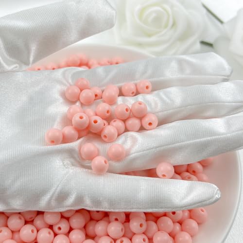 120Pieces 12MM Acrylic Round Beads Round Acrylic Balls Chunky Beads Smooth Spacer Plastic Pastel Beads Craft Beads for Necklace and Bracelet Making Crafting Supplies(179-pale Pink) - color: 179-pale pink, size: 12MM