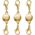 925 Silver and Gold Magnetic Necklace Clasps, Round Necklace Clasp Closures for Jewelry Making,Magnetic Necklace Clasps and Extenders,for Bracelet Necklace and Accessories (3pcs Gold) - color: 3pcs gold