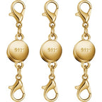 925 Silver and Gold Magnetic Necklace Clasps, Round Necklace Clasp Closures for Jewelry Making,Magnetic Necklace Clasps and Extenders,for Bracelet Necklace and Accessories (3pcs Gold) - color: 3pcs gold