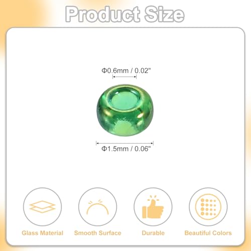 uxcell 2000 Pcs Glass Seed Beads Bulk, 1.5mm Mini Glass Bugle Beads for DIY Earrings, Necklaces, Bracelets, Jewelry Making, Dark Green - color: Dark Green, size: 1.5mm