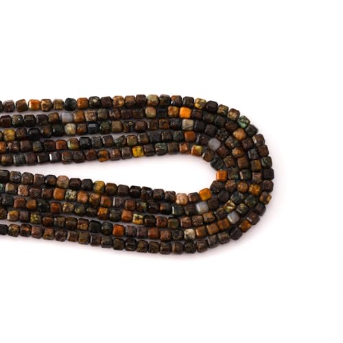 Faceted Natural African Turquoise 2-3mm Cube Square Loose Beads Gemstone Small Loose Beads Healing Crystal Energy Stone for DIY Jewelry Making 15" - color: African Turquoise
