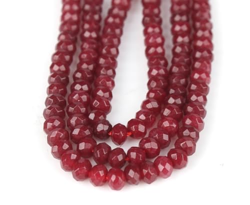 Perlin Agate & Jasper Gemstone Strand Beads 4 mm Rondelle 110 Pieces Jewellery Beads Semi-Precious Stone for Jewellery Necklace Bracelet Earrings (Garnet) - color: granite
