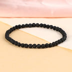 LPBeads Handmade Natural Gemstone Stretch Elastic Bracelet Healing Crystal Round Stone Beads Jewelry Gifts for Women Men - color: Black Lava, size: 4mm