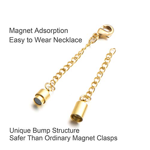Zpsolution Magnetic Necklace Clasps with Extender Chains Lobster Clasps Lead Cadmium Free and Nickel Release Free Set/2 Gold-Silver - color: Chains Glod and Silver