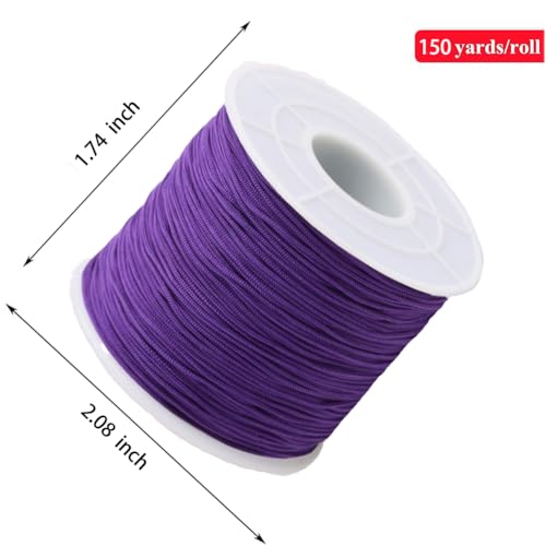 0.5mm 150Yards Nylon String Cord Braided Beading Thread for DIY Crafts Friendship Bracelets Pendant Chinese Lucky Knotting Macrame Necklaces,Jewelry Making (Purple) - color: Purple, size: 0.5MM