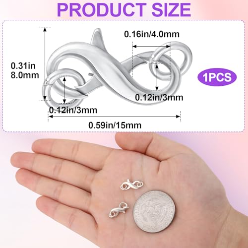 Pndeyo 925 Sterling Silver Lobster Claw Clasps, Double Opening Necklace Enhancer Shortener, Hypoallergenic Spring Rings Clasp Connector Carabiner for Bracelet Anklet Jewelry Making - color: Silver-1pc-0.59"×0.31"-with rings