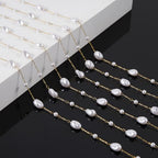 KYUNHOO Gold Plated Chain Roll on Spool 16.4 Feet Irregular Pearl Chains for Jewelry Making Stainless Steel Jewelry Supplies with Lobster Clasps Jump Rings for DIY Crafting - color: Irregular Bead Gold