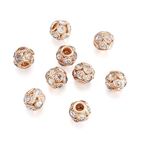 Craftdady 30Pcs 12mm Crystal Rhinestone Rondelle Spacer Beads Light Gold Disco Ball Loose Beads for Jewelry Making - color: Light Gold-12x10mm