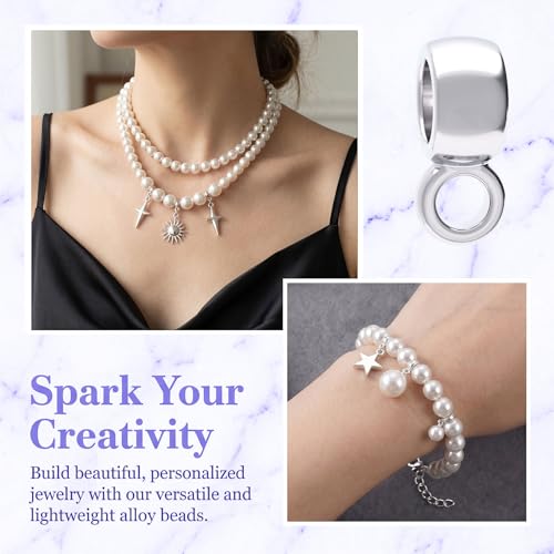 Joez Wonderful Links Bail Beads, Hypoallergenic Alloy Column Spacer Beads - color: Silver