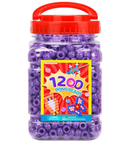 Praisebank Pony Beads, 1200pcs 6x9mm, Wholesale Beads, Bracelets Jewelry Making, Arts & Crafts(Purple) - color: PURPLE, size: Small Size