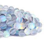 70PCS Natural 8MM Healing Gemstone, Synthetic Frosted Mermaid Energy Stone Round Loose Beads, Semi-Precious Crystal Beads with Free Elastic String for Jewelry Making DIY - color: Frosted Mermaid