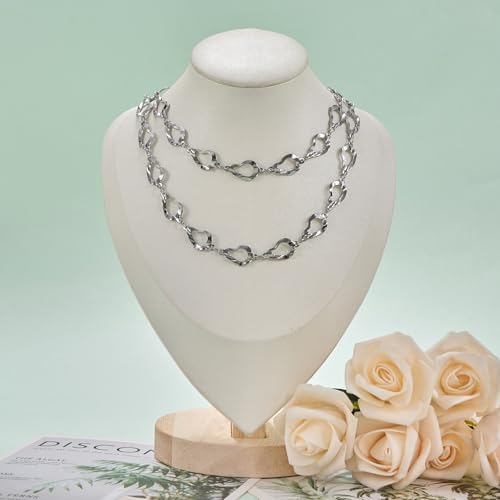 2 Yard Stainless Steel Jewelry Making Chains Bulk Hollow Drop Link Chain for Necklace DIY Jewelry Supplies - color: Silver Drop