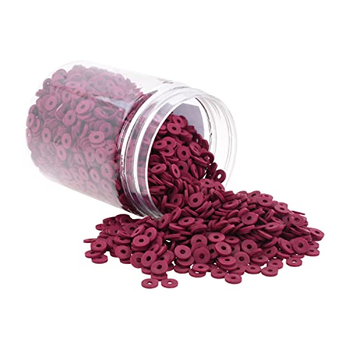 Mandala Crafts Maroon Heishi Beads 8mm – 1500 Flat Polymer Disc Clay Beads for Adult Jewelry Making Spacer Beads, Bracelets, Necklaces, and Earrings - color: Maroon, size: 8mm 1500 PCs