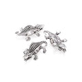Fashewelry 50Pcs Large Hole Silver Crocodile European Spacer Beads Tibetan Metal Animal Alligator Charm Beads 24x15mm for Snake Chain Men Jewelry Making - color: Antique Silver Crocodile