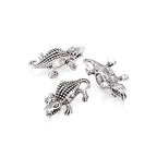 Fashewelry 50Pcs Large Hole Silver Crocodile European Spacer Beads Tibetan Metal Animal Alligator Charm Beads 24x15mm for Snake Chain Men Jewelry Making - color: Antique Silver Crocodile