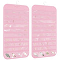 1 Pack Hanging Jewelry Organizer 80-Pocket Dual-sided Jewelry Storage for Earring Necklace Bracelet Ring Travel Holder, Pink - color: Pink