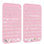 1 Pack Hanging Jewelry Organizer 80-Pocket Dual-sided Jewelry Storage for Earring Necklace Bracelet Ring Travel Holder, Pink - color: Pink
