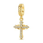 Mother Heart Charms for Bracelets Love Mom Flowers Charm Jewellery for Women - style: Golden Cross Love