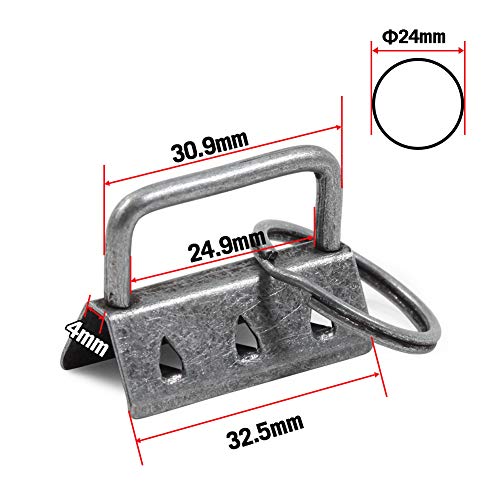 SPEEDWOX 20 Sets of Key Fob Pliers 1.25 Inch Key Fob Hardware with Keychain Split Rings Webbing Fabric Strapping Dark Nickel Glass Breaking Pliers Tools with Rubber Tips - size: 1.25" Dark Nickel
