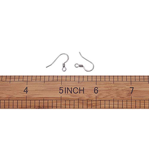 KISSITTY 200Pcs Stainless Steel French Earring Hooks with Coil Hypoallergenic 14x17mm Fish Ear Wires with 2mm Loop for DIY Dangle Earring Making